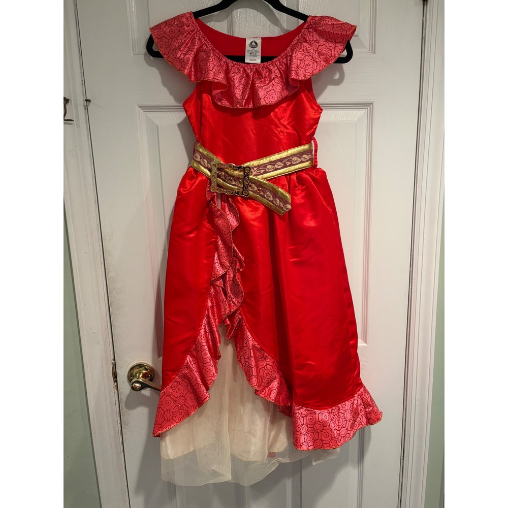Disney Store Elena of Avalor Costume Dress Red Ruffled Girls Size 7/8 2pc Set